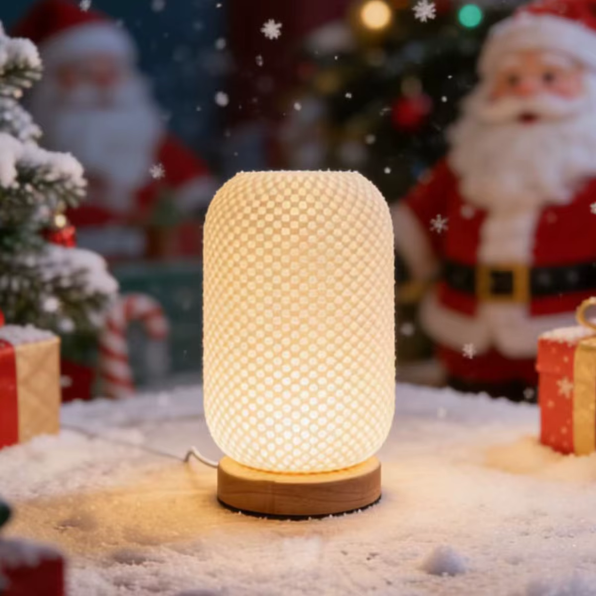 Lampe de chevet en bois ondulée 3D 