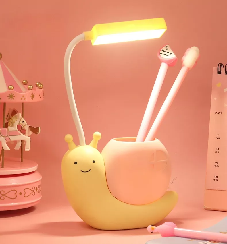 Lampe de bureau enfant escargot LED porte-stylos