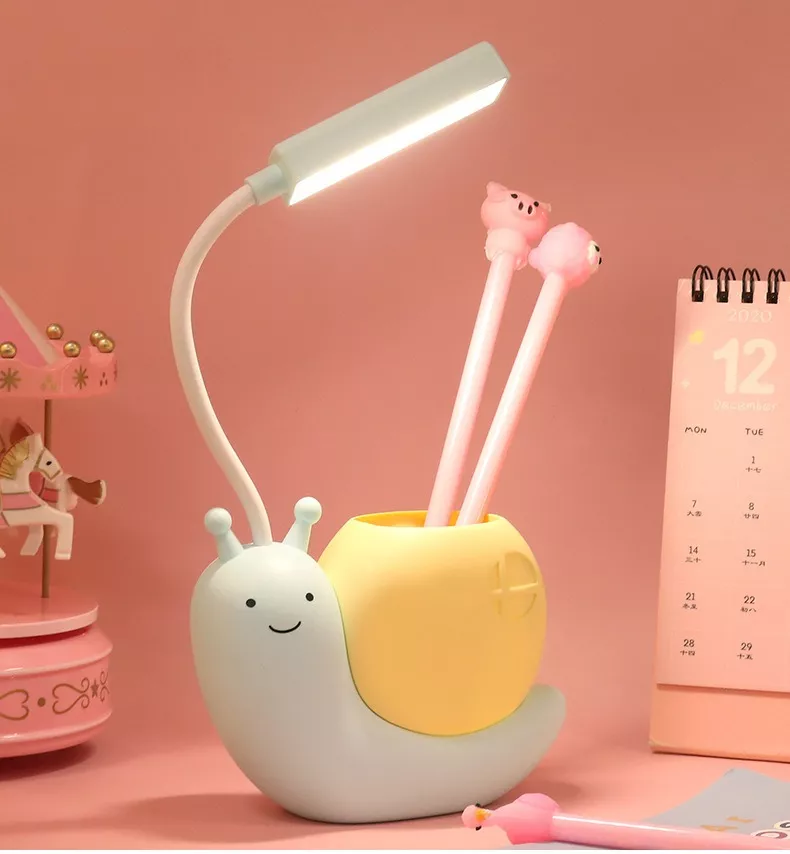 Lampe de bureau enfant escargot LED porte-stylos