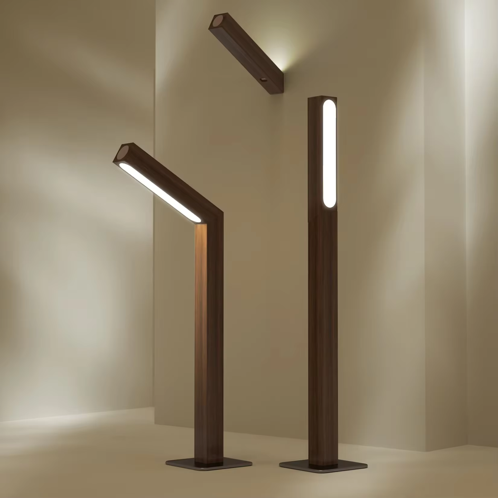 Lampe de chevet en bois barre LED rotative nordique