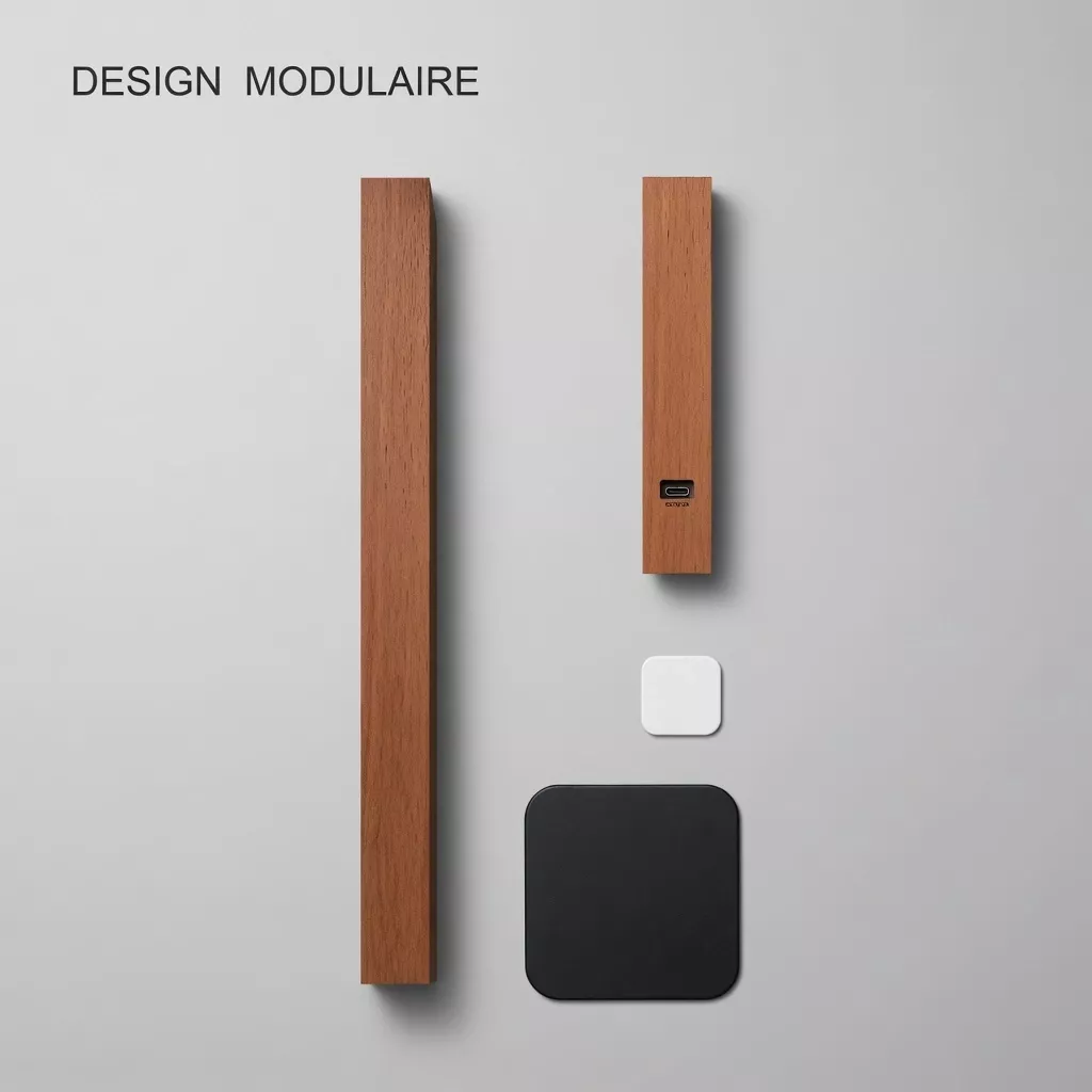 Lampe de chevet en bois barre LED rotative nordique