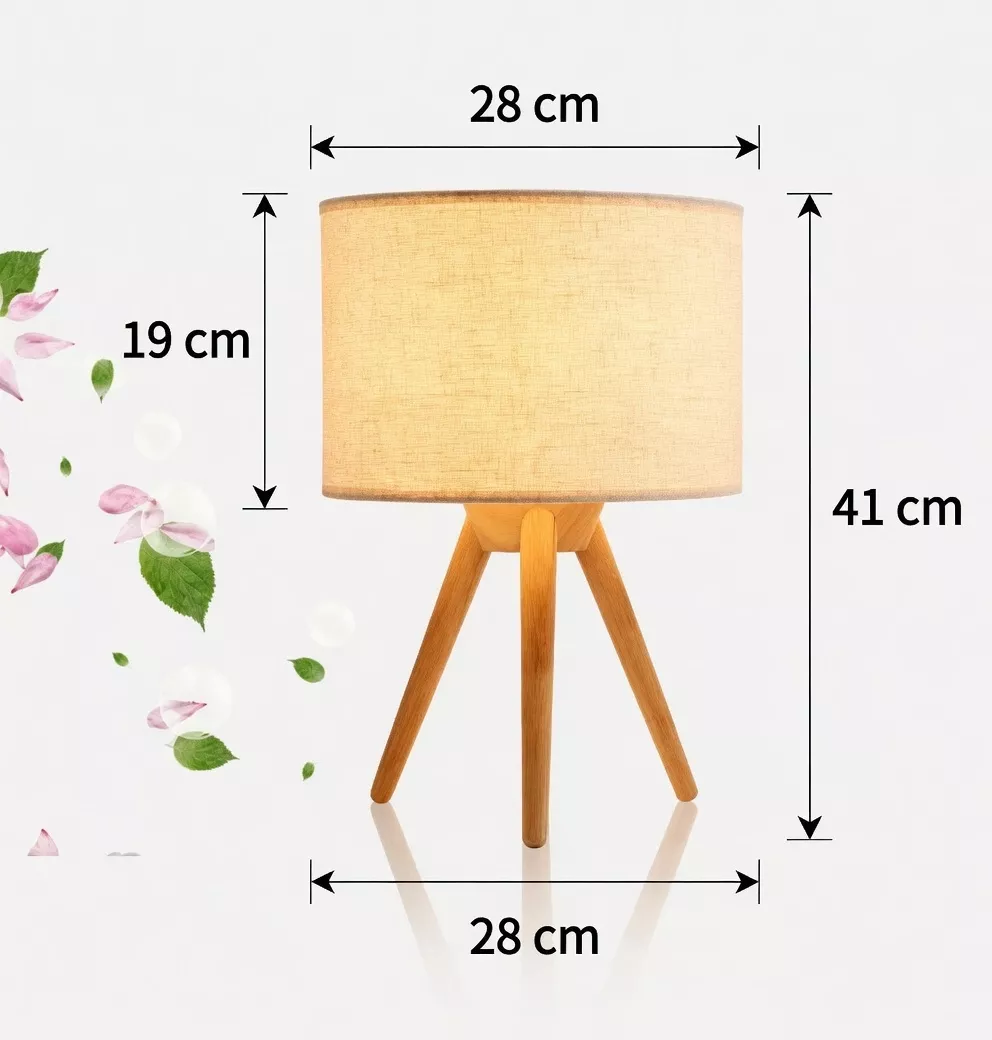 Lampe de chevet en bois nordique moderne abat-jour tissu