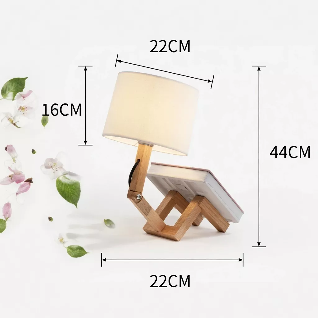 Lampe de chevet en bois nordique moderne abat-jour tissu