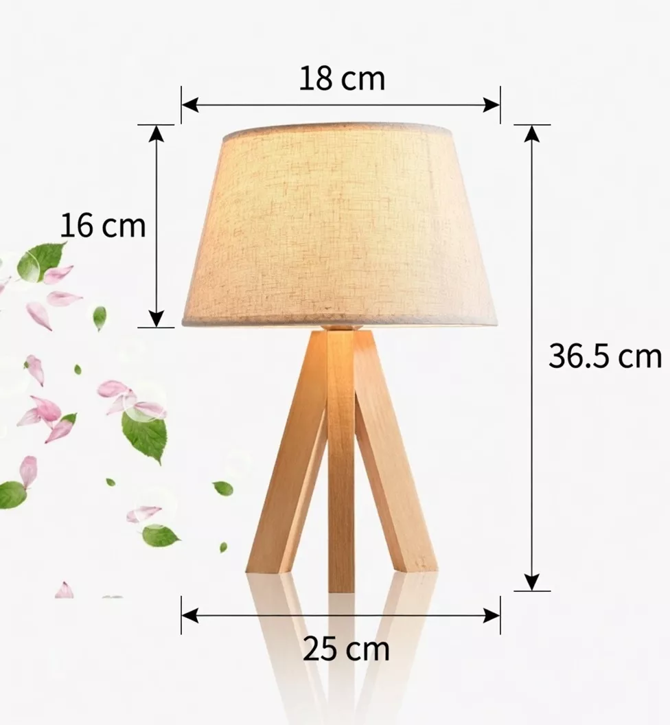 Lampe de chevet en bois nordique moderne abat-jour tissu