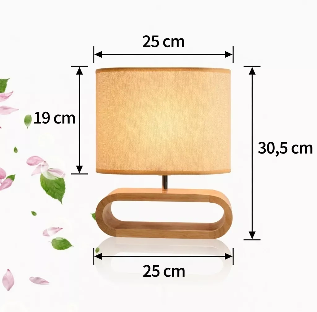 Lampe de chevet en bois nordique moderne abat-jour tissu