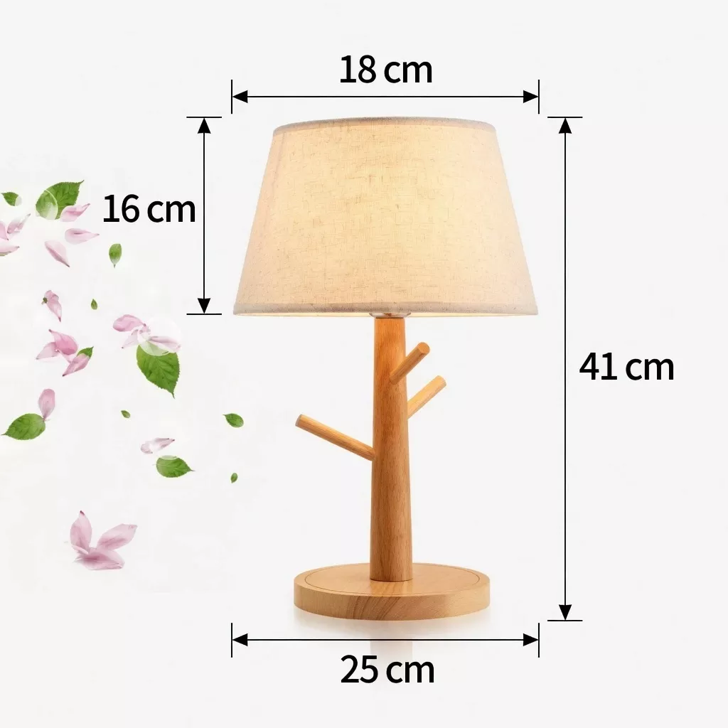 Lampe de chevet en bois nordique moderne abat-jour tissu