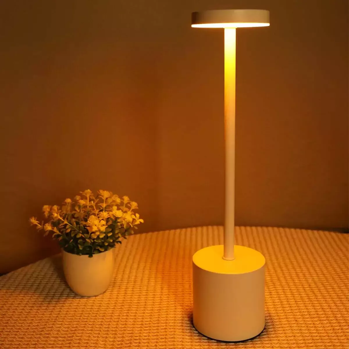 Lampe de chevet sans fil tactile design métal brossé 