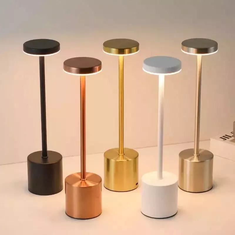 Lampe de chevet sans fil tactile design métal brossé 