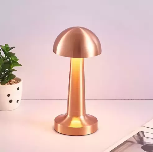 Lampe de Chevet Design Rétro Tactile Métal Nickel USB-C