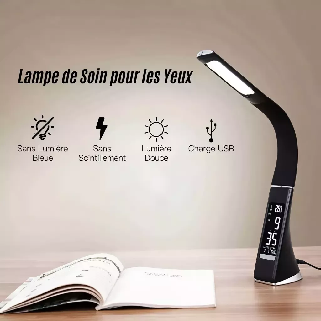 Lampe de chevet design tactile flexible Horloge 