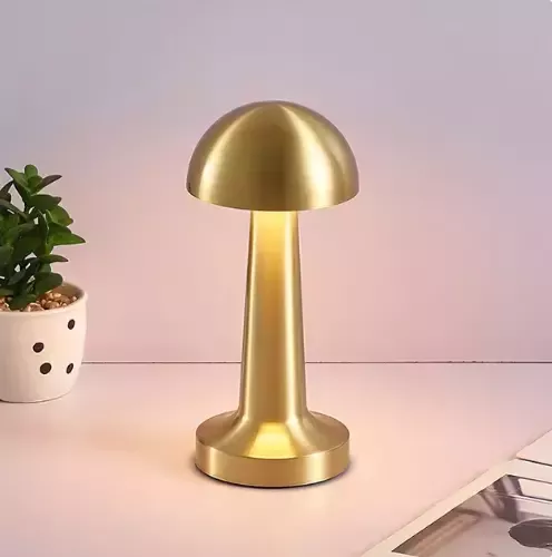 Lampe de Chevet Design Rétro Tactile Métal Nickel USB-C