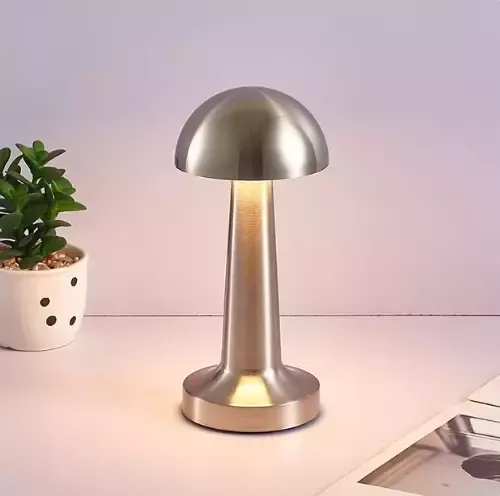 Lampe de Chevet Design Rétro Tactile Métal Nickel USB-C