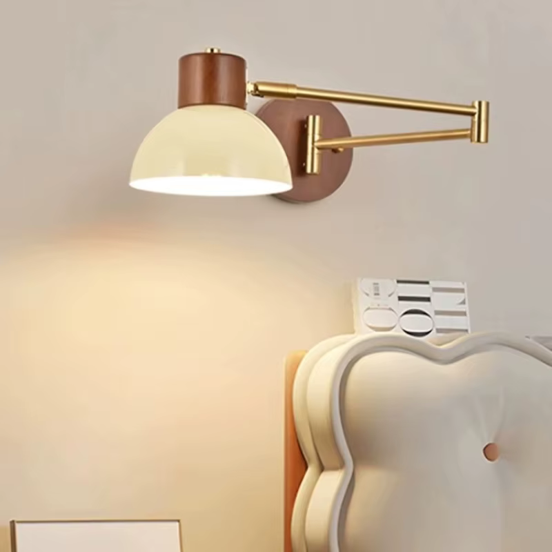 Lampe de chevet murale bois rétro réversible