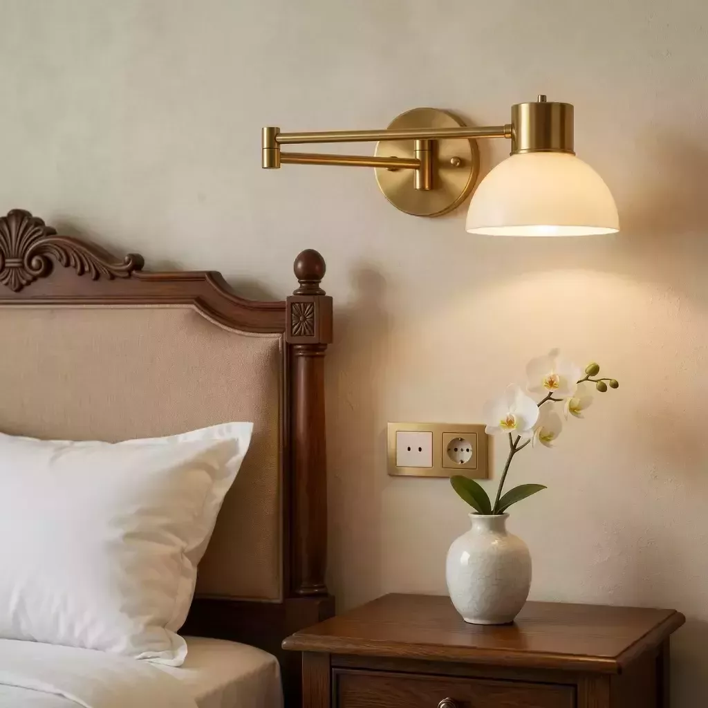 Lampe de chevet murale bois rétro réversible