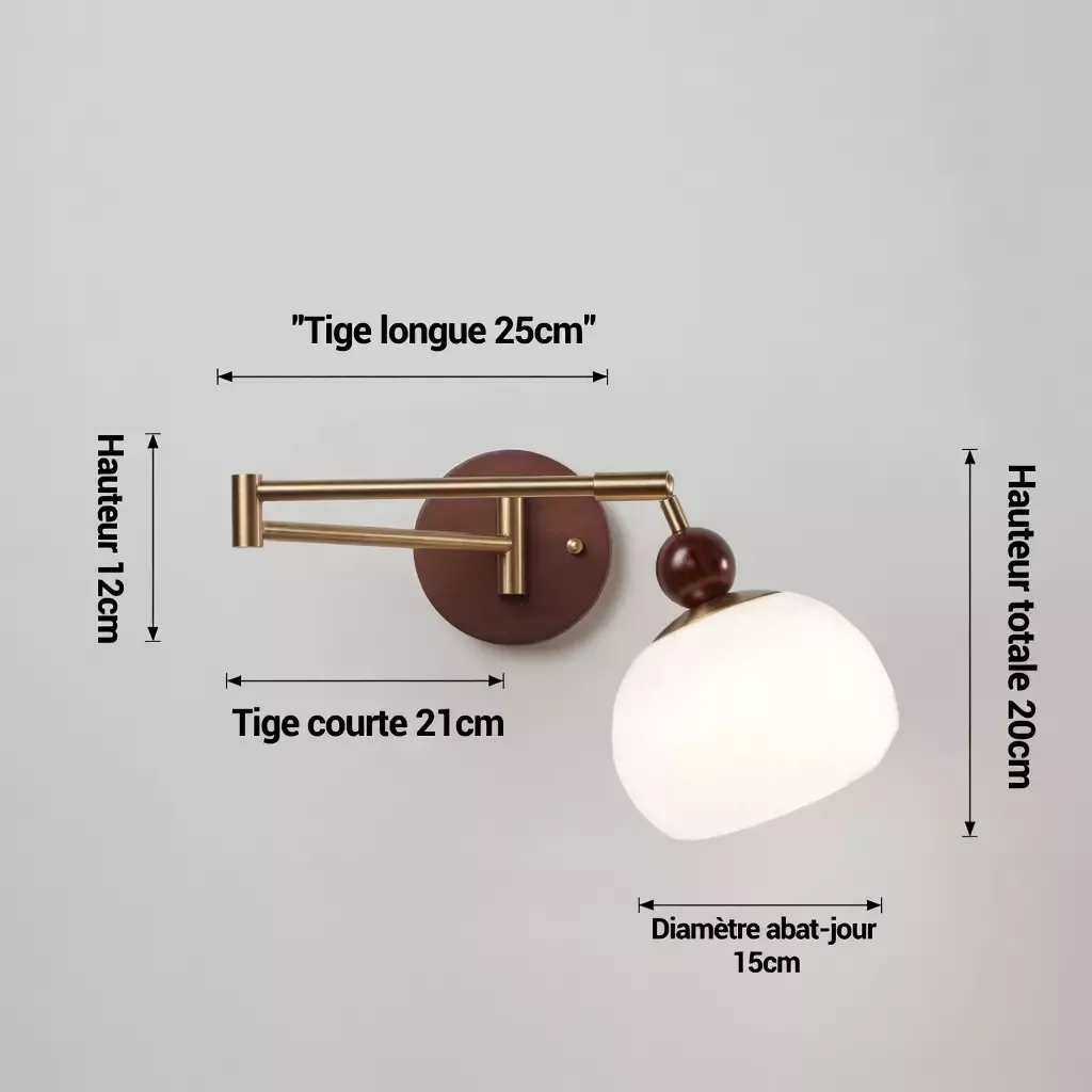 Lampe de chevet murale bois rétro réversible