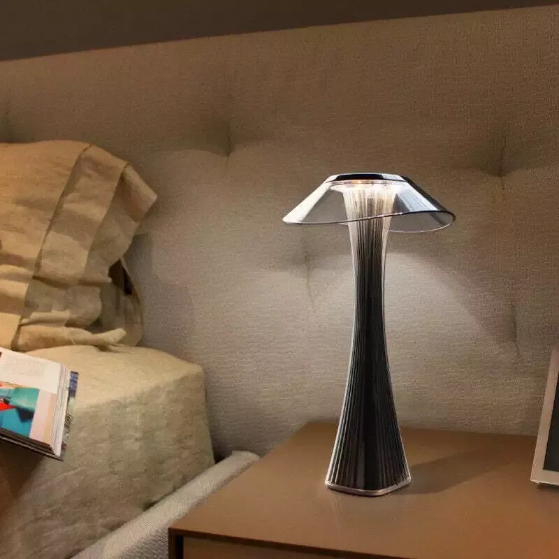 Lampe de chevet tactile acrylique brillant sans fil USB