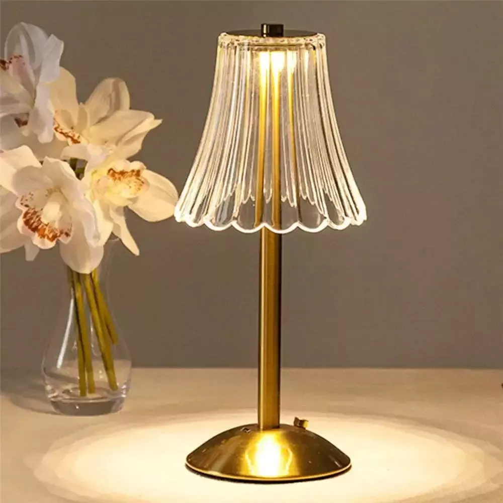 Lampe de chevet vintage tactile Cristal strié 