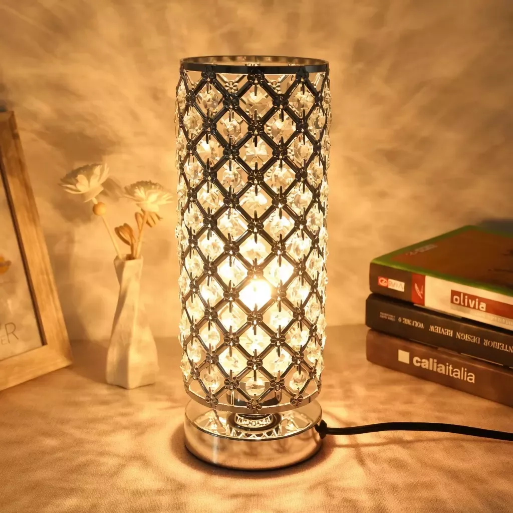 Lampe de chevet design cristal effet diamant 
