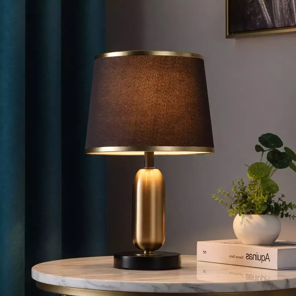 Lampe de chevet design nordique vintage Abat-jour tissu