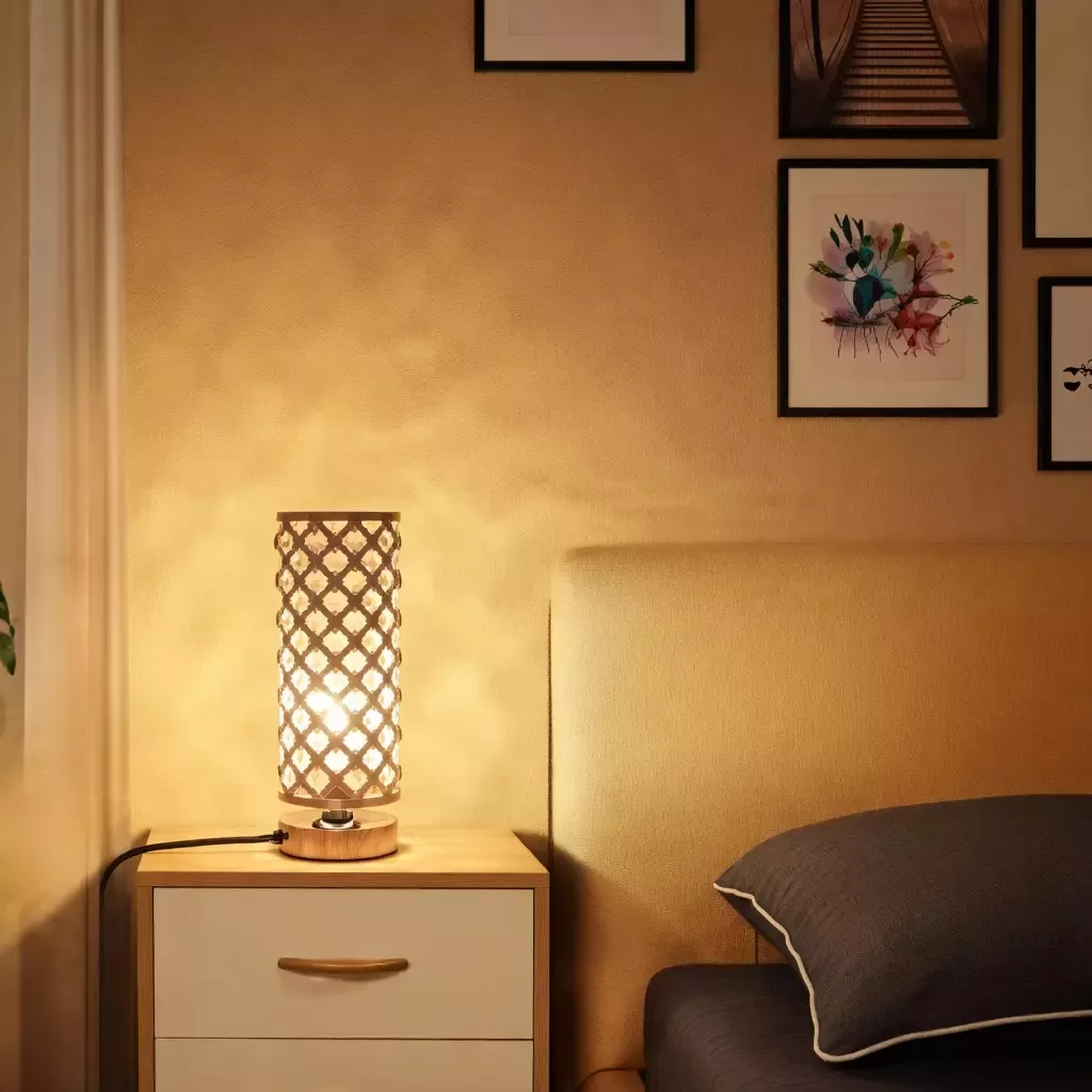 Lampe de chevet design cristal effet diamant 