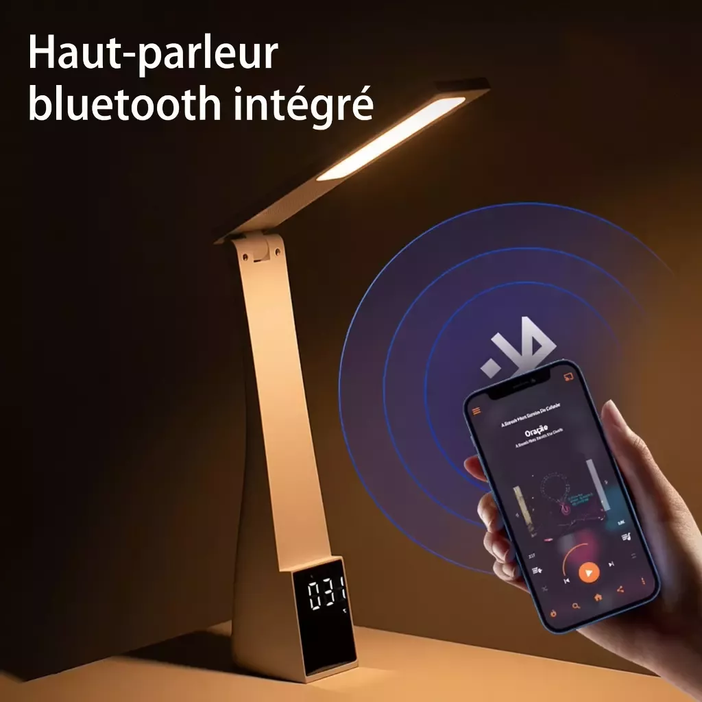 Lampe de chevet design réveil bluetooth