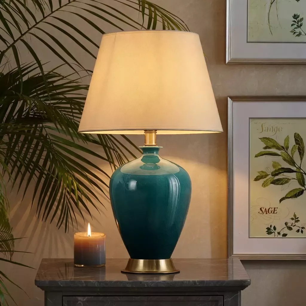 Lampe de chevet design céramique vase style américain