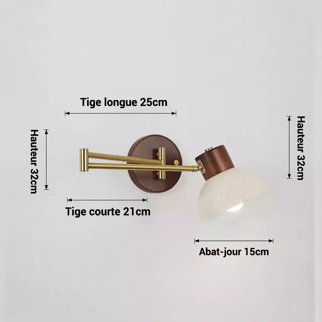 Lampe de chevet murale bois rétro réversible