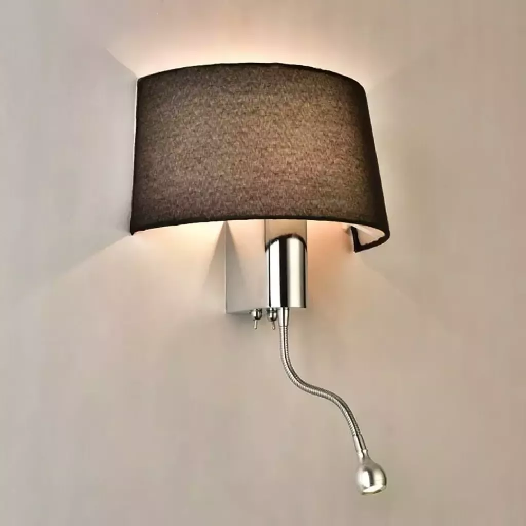 Lampe de chevet murale abat-jour tissu orientable