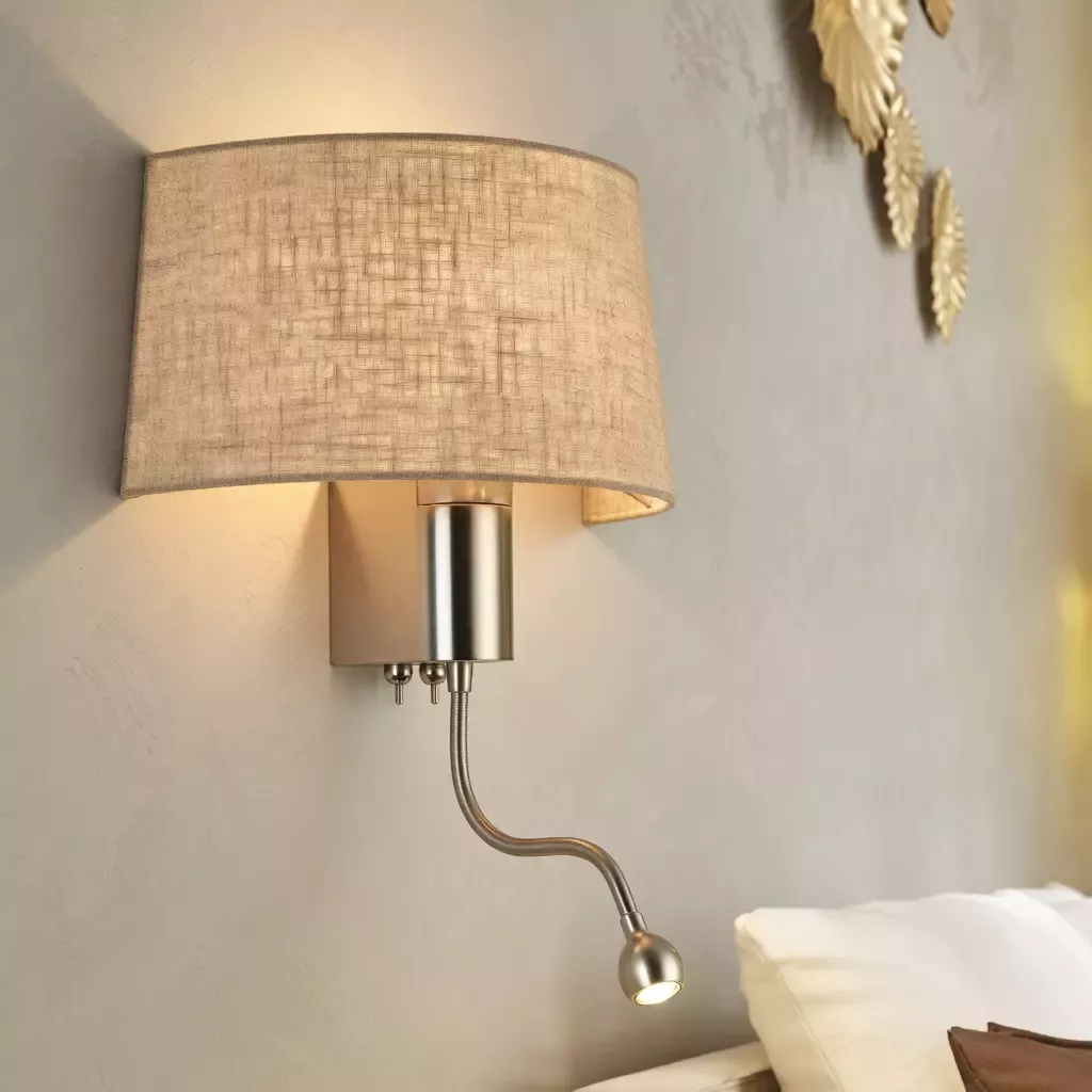 Lampe de chevet murale abat-jour tissu orientable