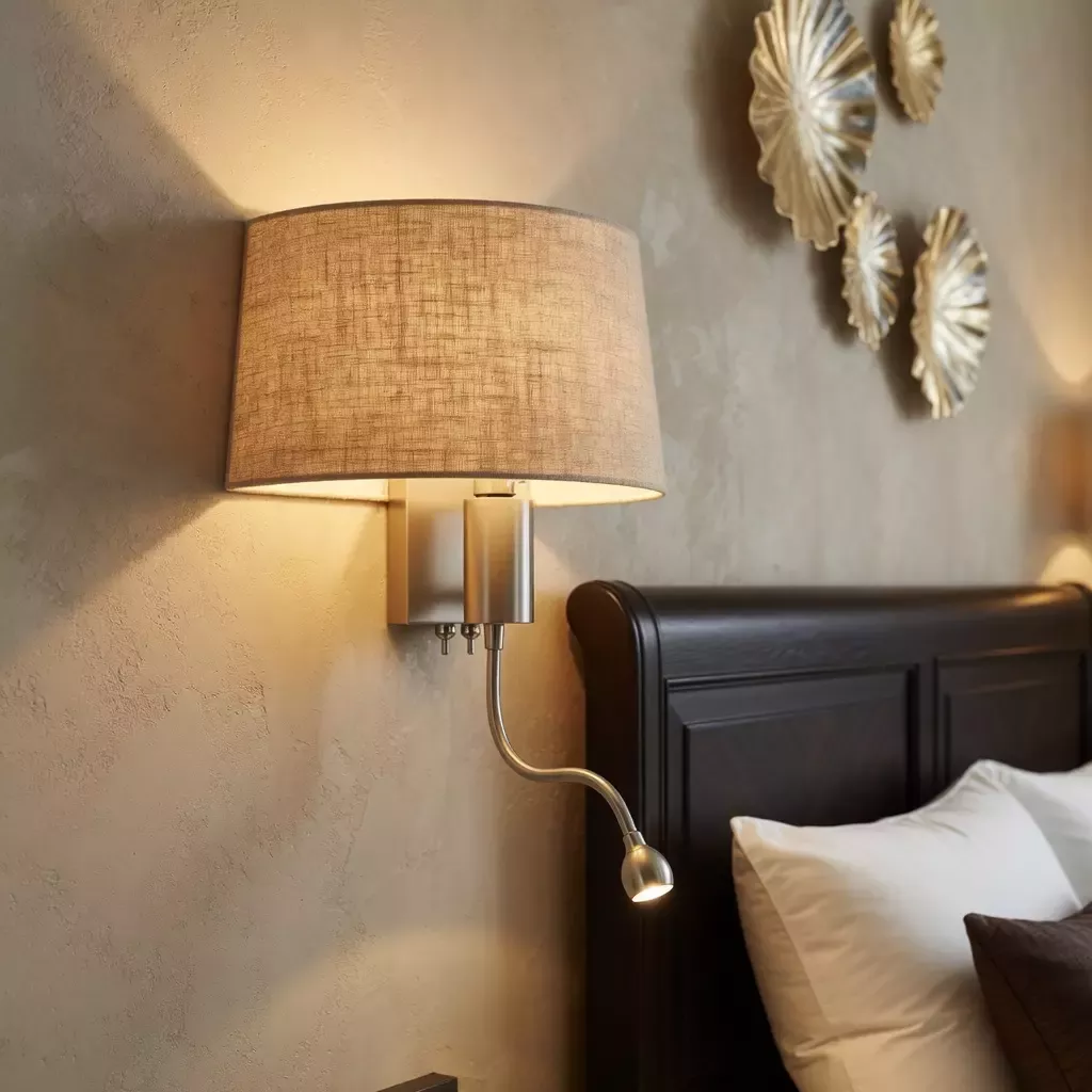 Lampe de chevet murale abat-jour tissu orientable