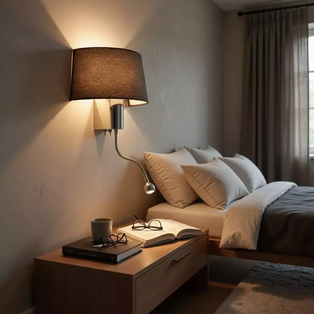 Lampe de chevet murale abat-jour tissu orientable