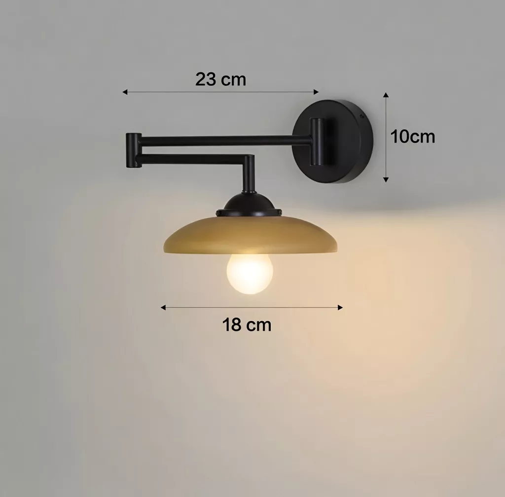 Lampe de chevet murale bois noyer orientable  Design rétro 