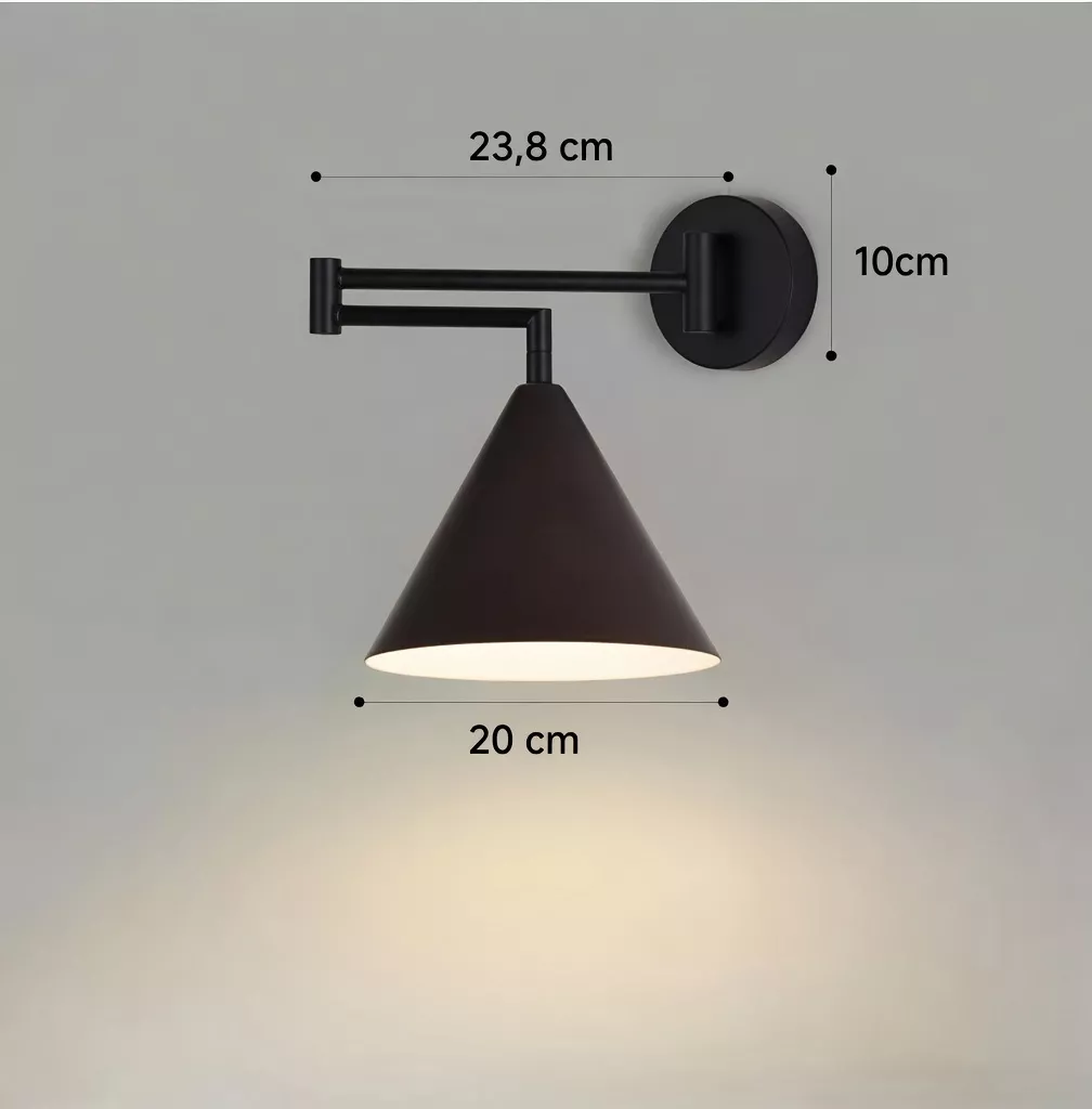 Lampe de chevet murale bois noyer orientable  Design rétro 