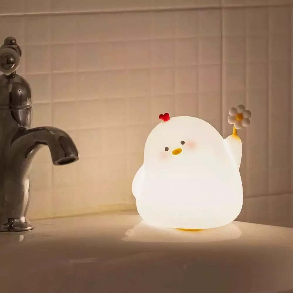 Lampe de Chevet Enfant Poussin Silicone Tactile USB