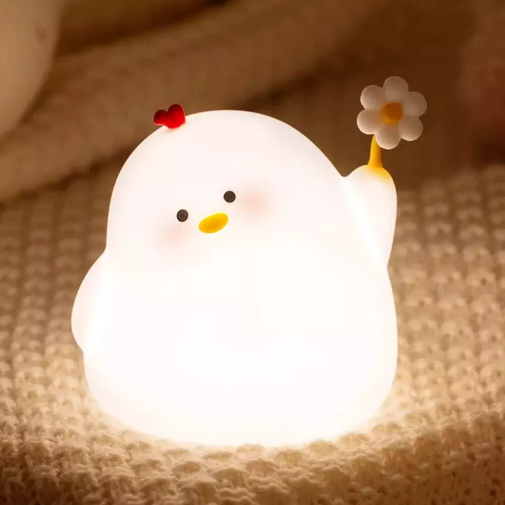 Lampe de Chevet Enfant Poussin Silicone Tactile USB