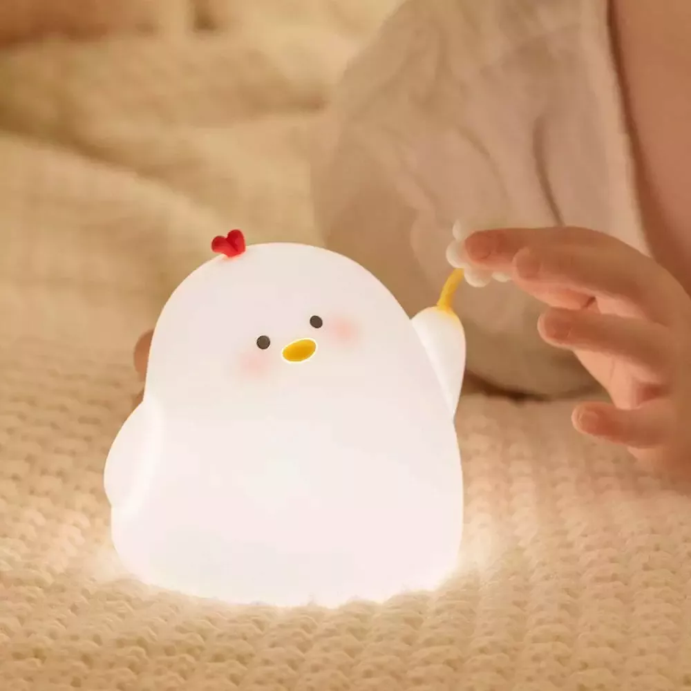Lampe de Chevet Enfant Poussin Silicone Tactile USB