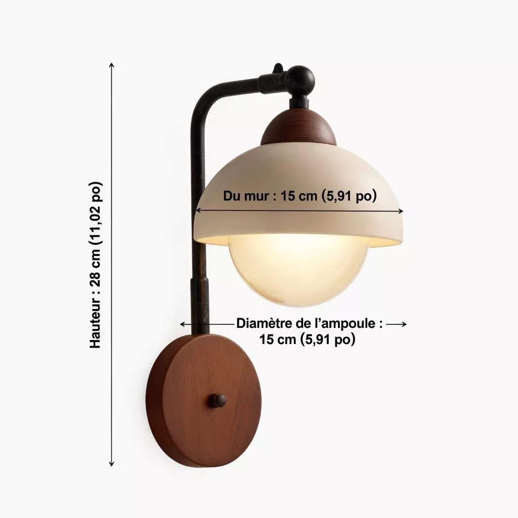 Lampe de chevet murale travertin japonais pierre naturelle 