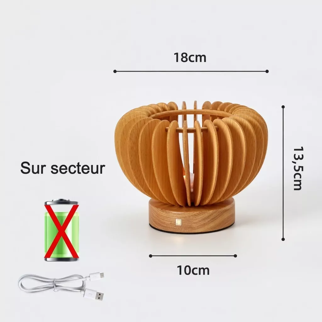 Lampe de chevet en bois plissée nordique 