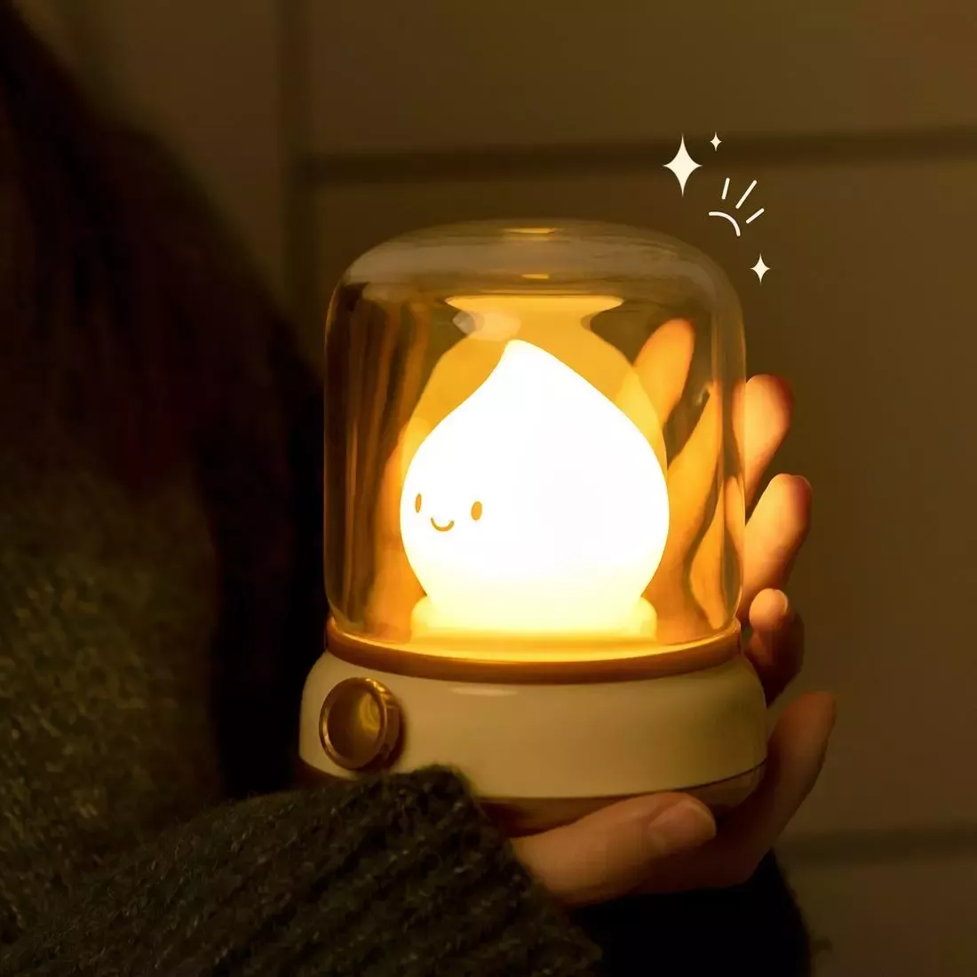 Mini lampe de chevet enfant flamme kawaii 