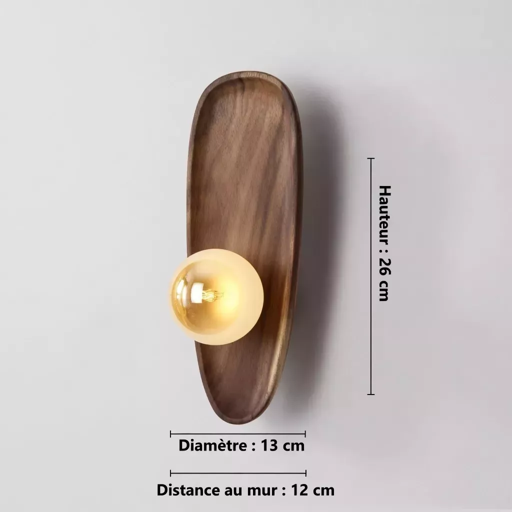 Lampe de chevet murale bois massif japonais vintage 