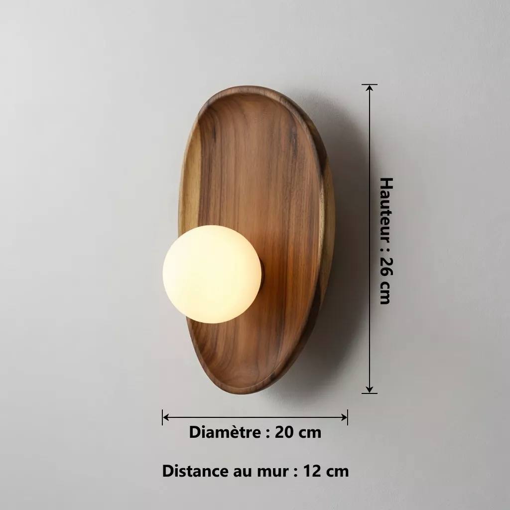 Lampe de chevet murale bois massif japonais vintage 