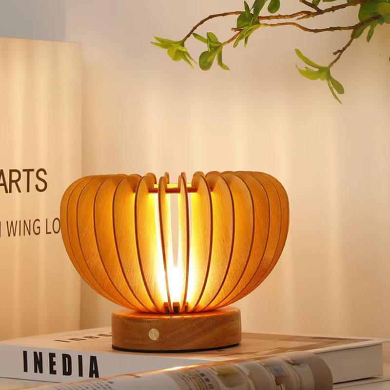 Lampe de chevet en bois plissée nordique 