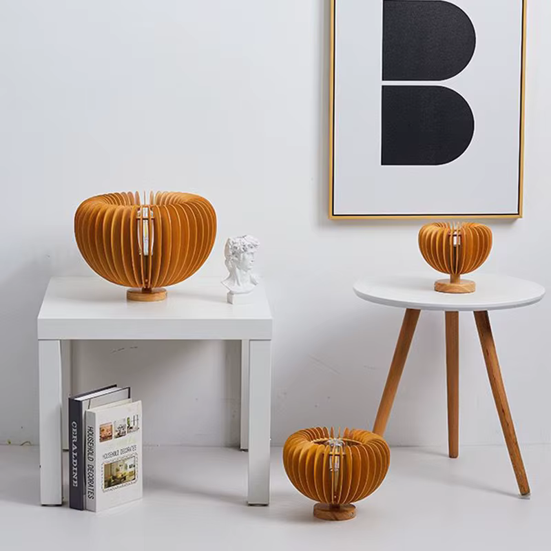 Lampe de chevet en bois plissée nordique 